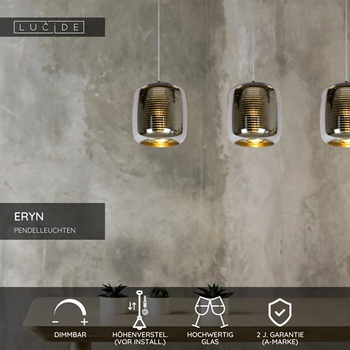 Lucide ERYN - Pendelleuchten - 3xE27 - Chrom - USP